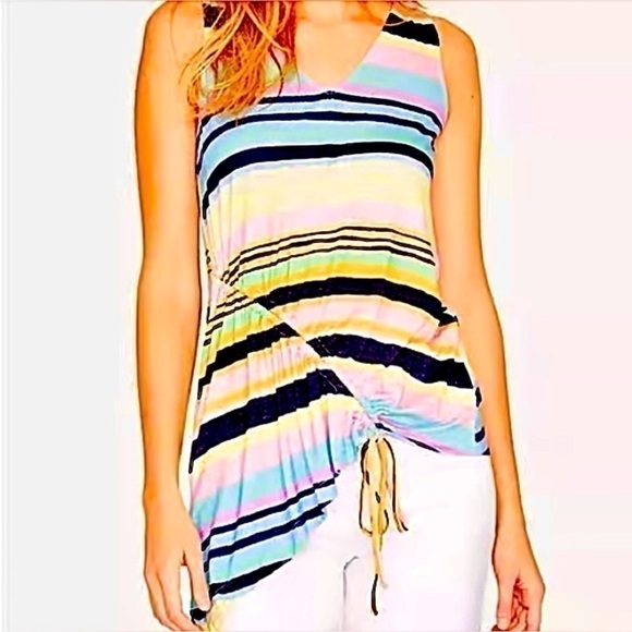 NWOT RACHEL RACHEL ROY Striped Asymmetrical Shirt Tank Top Plus Size 3X - Picture 1 of 9